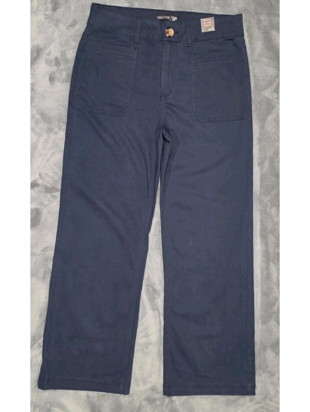 One 5 One Wide Leg Pants 14/32 Navy High Rise NWT